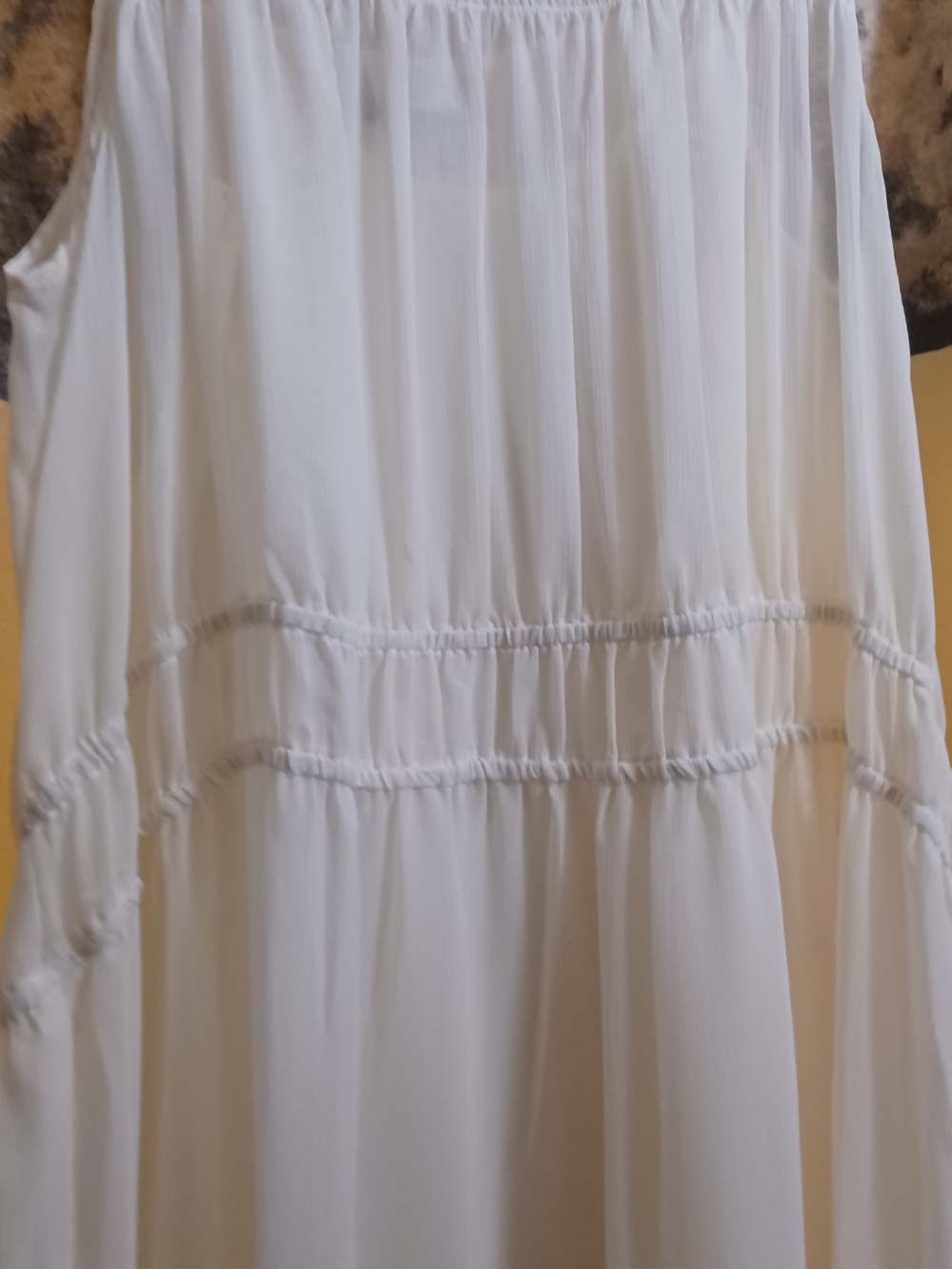 Beautiful  White Maxi Dress with Tiered Ruching